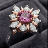 Sunrise cluster diamond ring